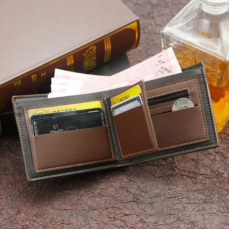 Men Wallet Leather Business Foldable Wallet Luxury Billfold Slim Hipster Credit Card Holders Inserts Coin Purses Vintage Walltes