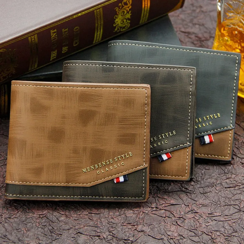 Men Wallet Leather Business Foldable Wallet Luxury Billfold Slim Hipster Credit Card Holders Inserts Coin Purses Vintage Walltes
