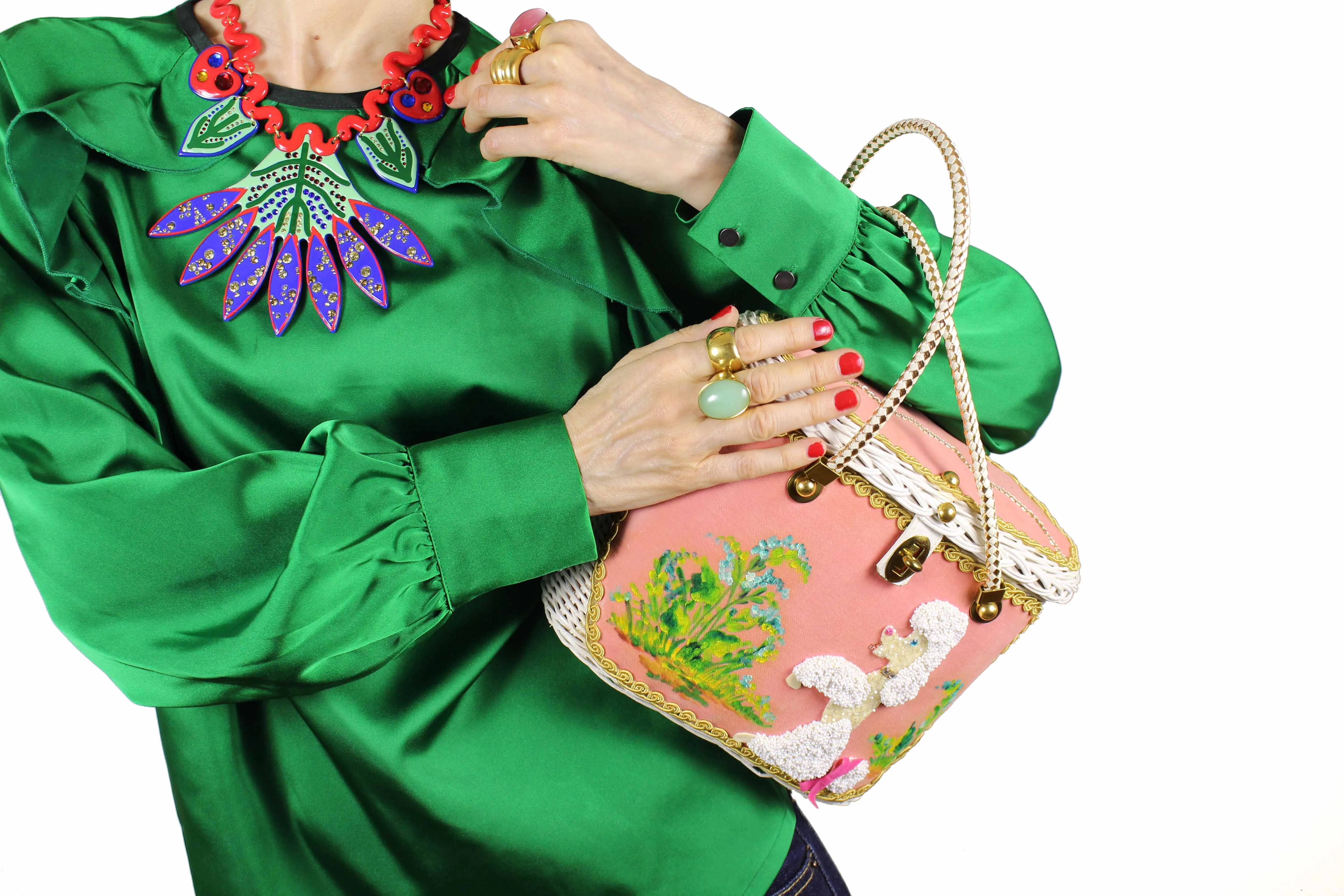 MIDAS OF MIAMI poodle wicker handbag