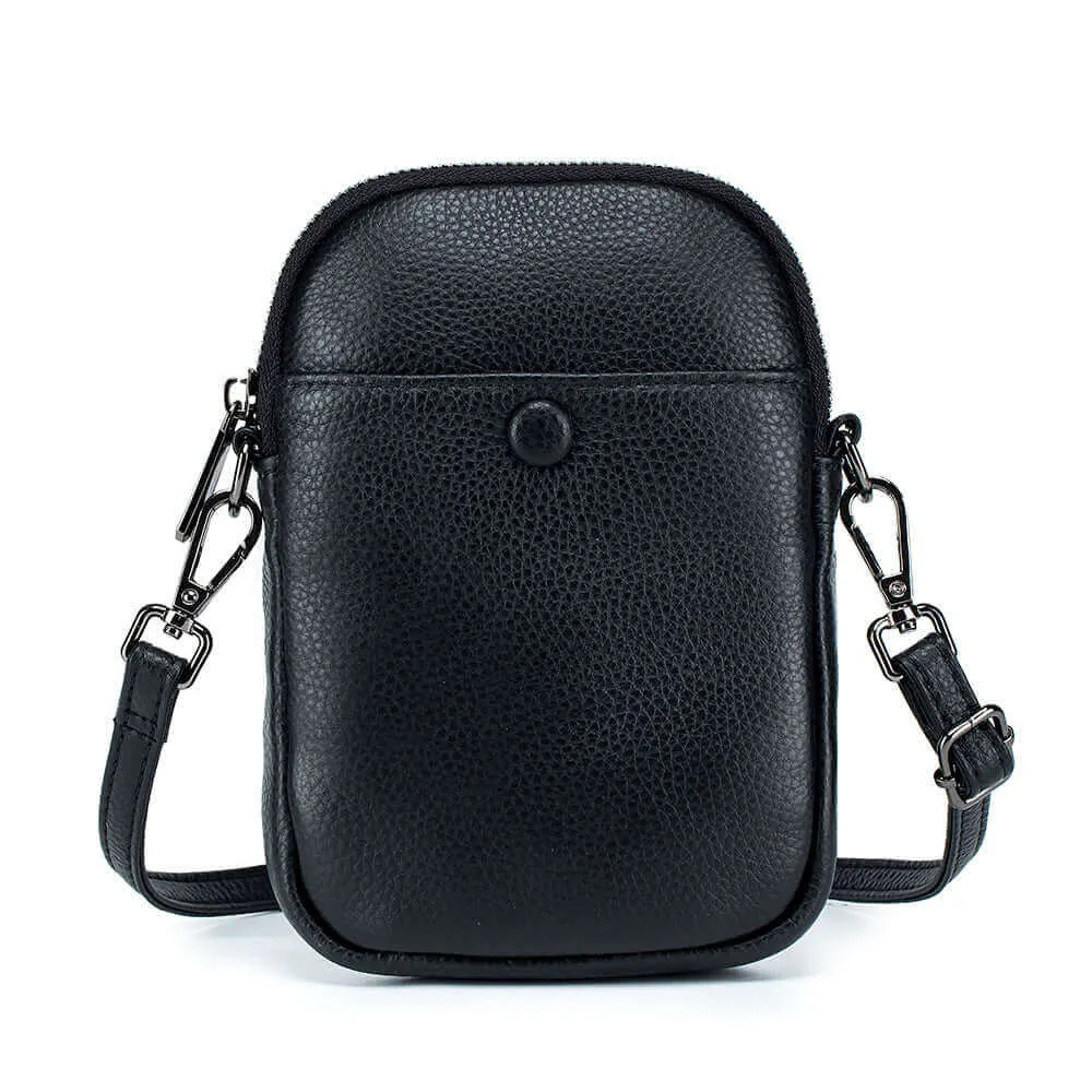 Mini Leather Phone Shoulder Crossbody Bag with Decorative Buckle