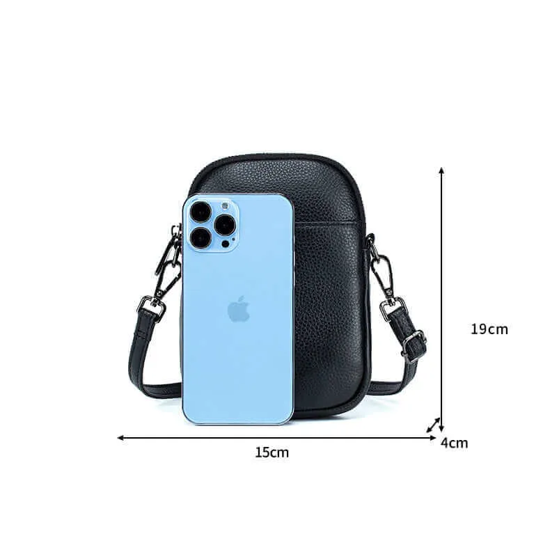 Mini Leather Phone Shoulder Crossbody Bag with Decorative Buckle