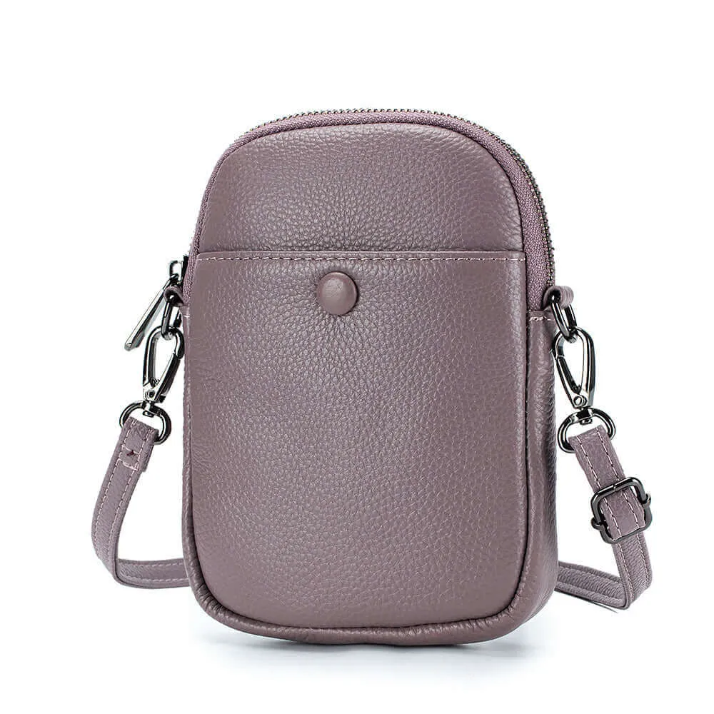 Mini Leather Phone Shoulder Crossbody Bag with Decorative Buckle