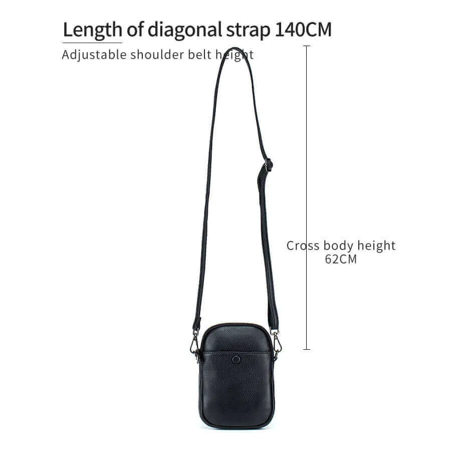 Mini Leather Phone Shoulder Crossbody Bag with Decorative Buckle