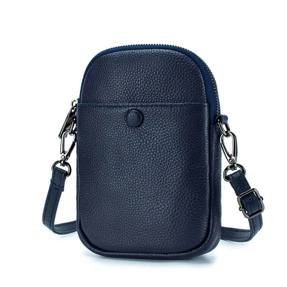 Mini Leather Phone Shoulder Crossbody Bag with Decorative Buckle