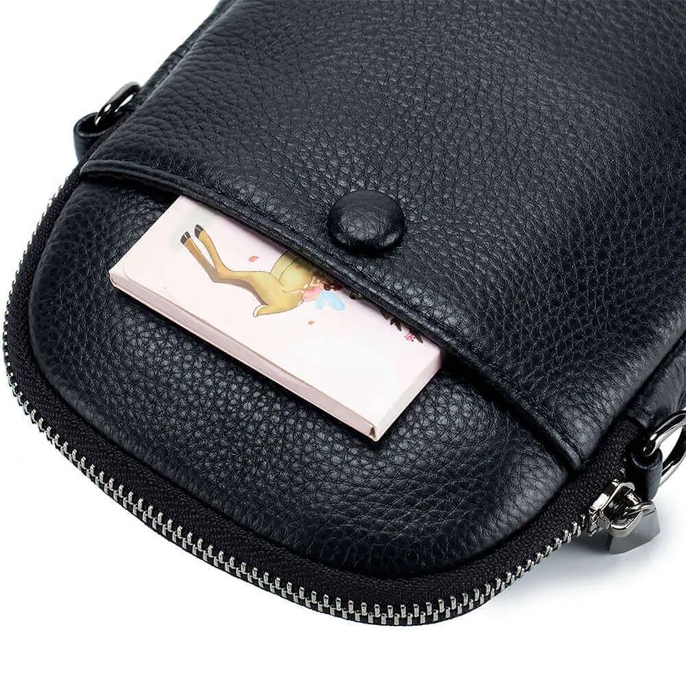 Mini Leather Phone Shoulder Crossbody Bag with Decorative Buckle