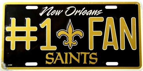 New Orleans Saints #1 Fan NFL Embossed Metal License Plate