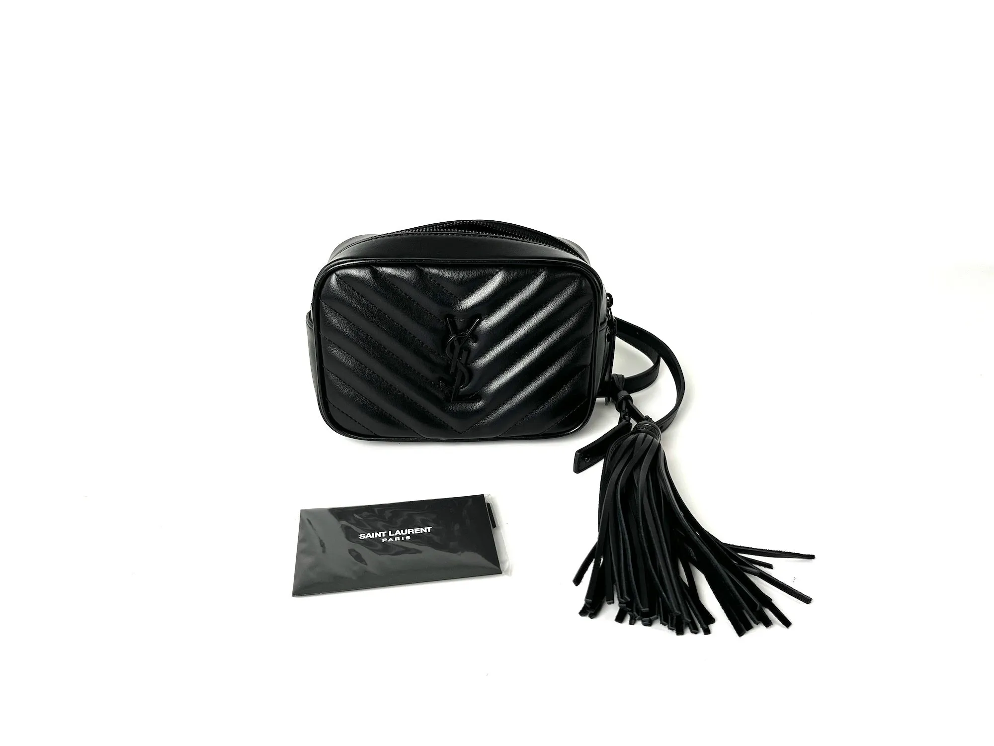 Saint Laurent YSL So Black Leather Chevron Bum Bag Waistbag