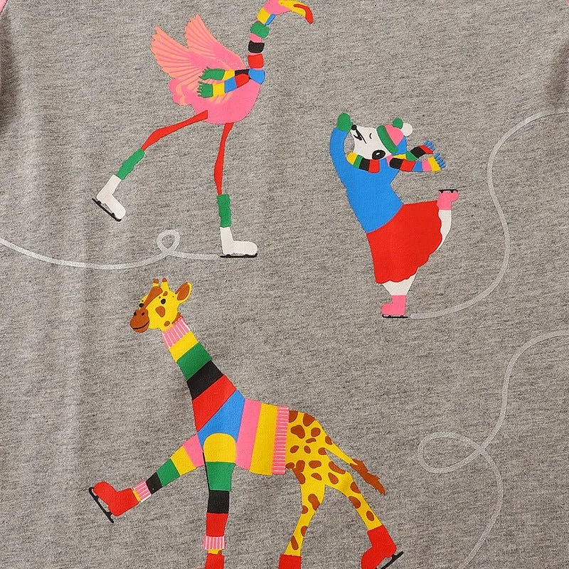 Toddler/Kid Festive Holiday Colorful Animals Long Sleeve Shirt