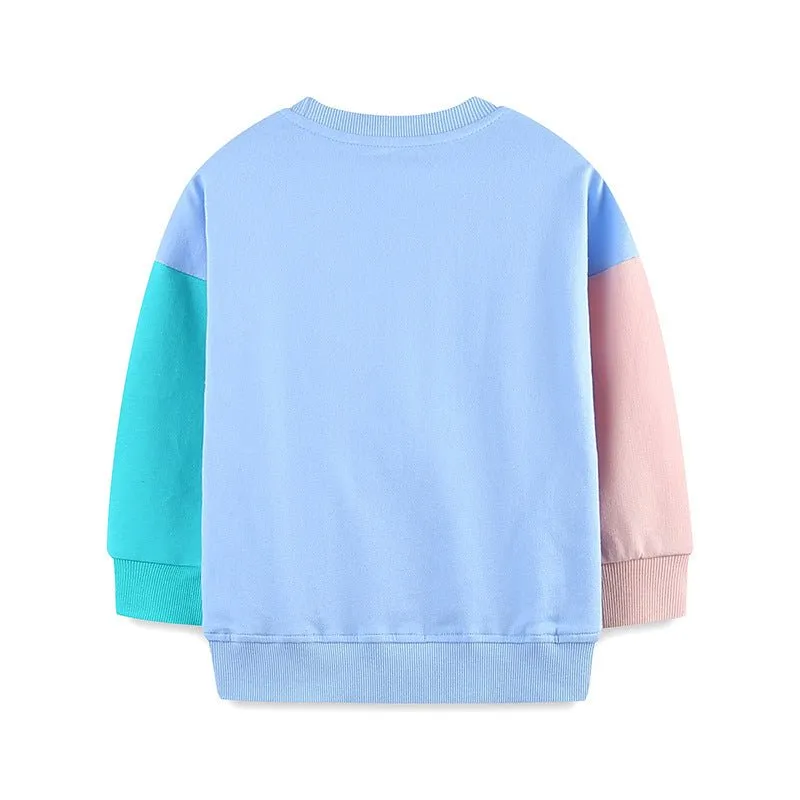 Toddler/Kid Girl's Cartoon Ladybug Design Light Blue Sweatshirt