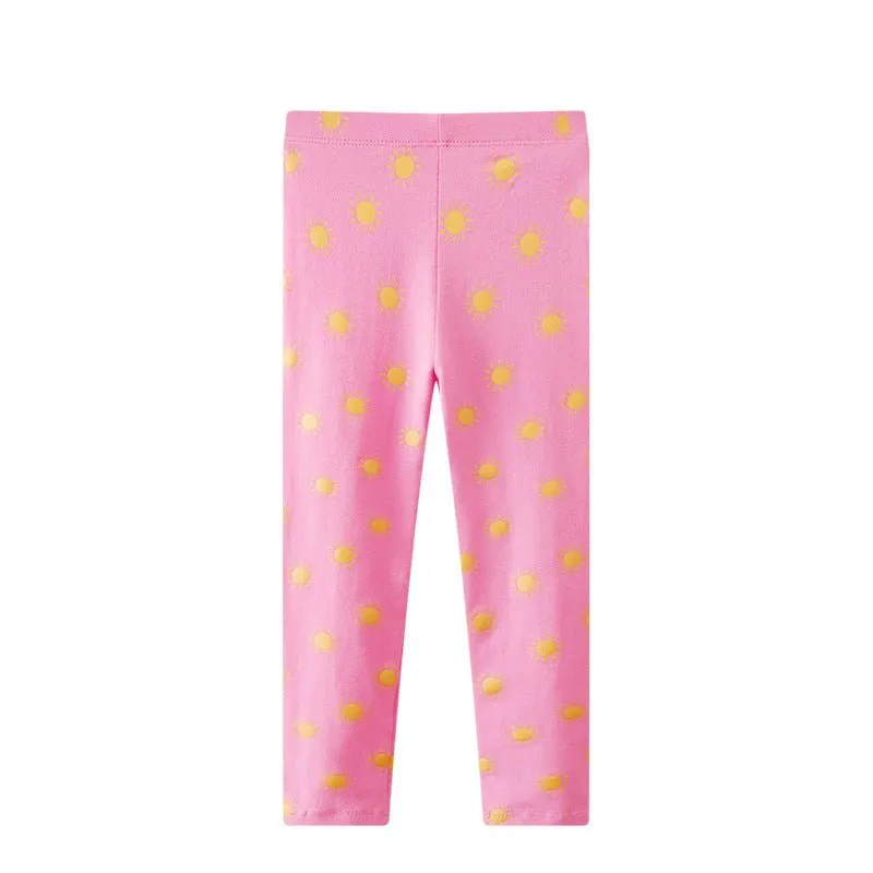 Toddler/Kid Girl's Pink Sun Print Design Cotton Leggings