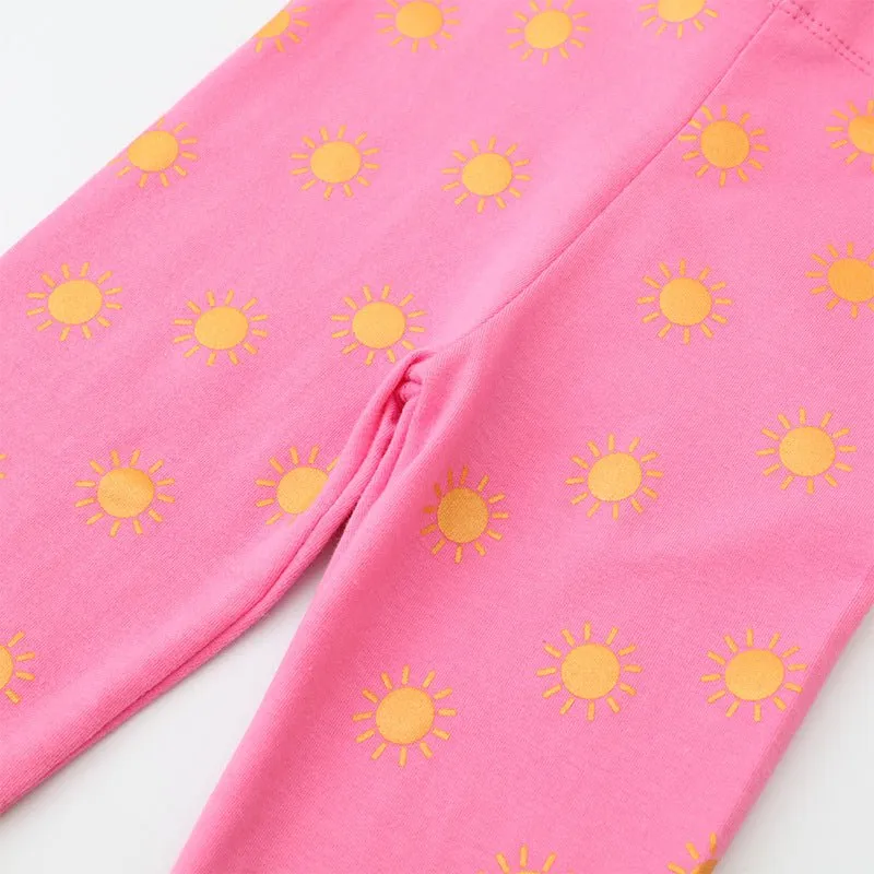 Toddler/Kid Girl's Pink Sun Print Design Cotton Leggings