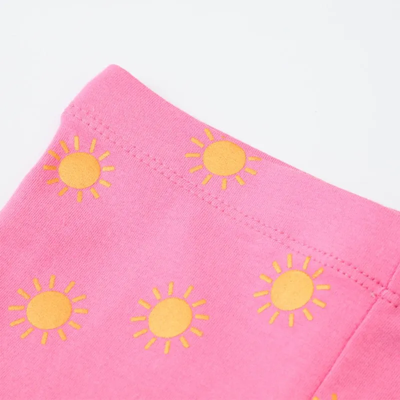 Toddler/Kid Girl's Pink Sun Print Design Cotton Leggings