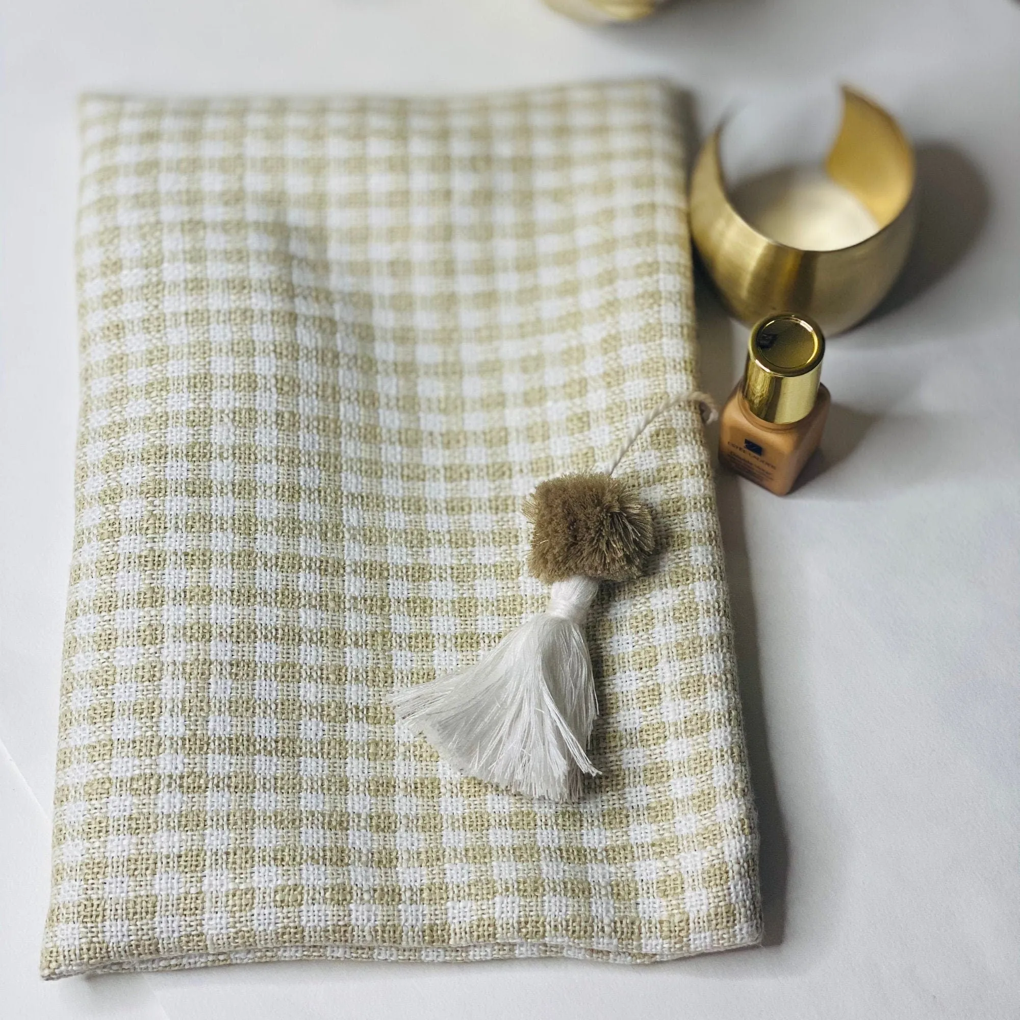 Unique Boho Make Up Bag, Linen Toiletry Bag, Beige and White Cosmetic Bag, Unique Gift Women. Bridesmaid Gift, Zipper Pouch