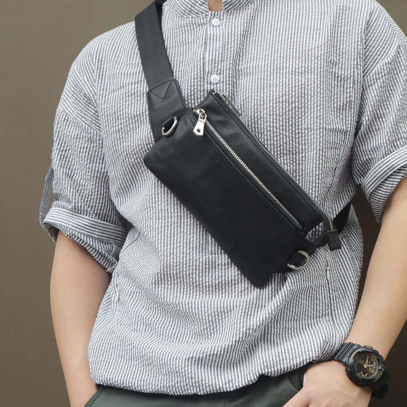 Versatile Leather Bum Bag NZ – Black Waist Bag