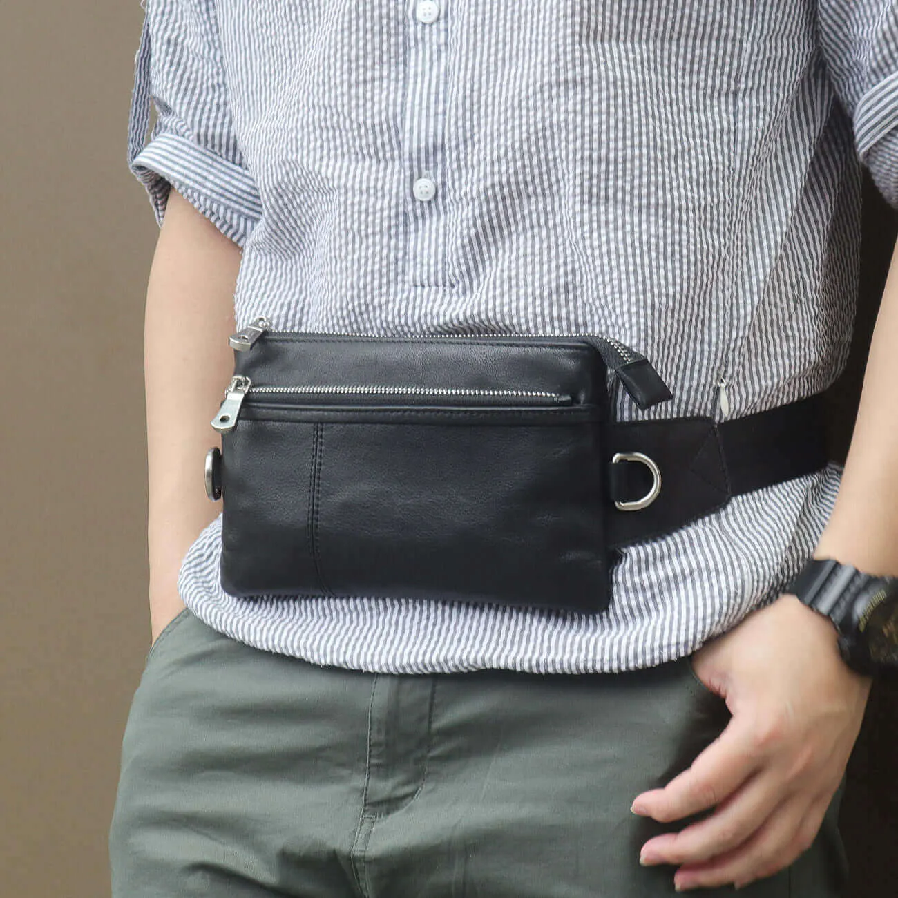 Versatile Leather Bum Bag NZ – Black Waist Bag