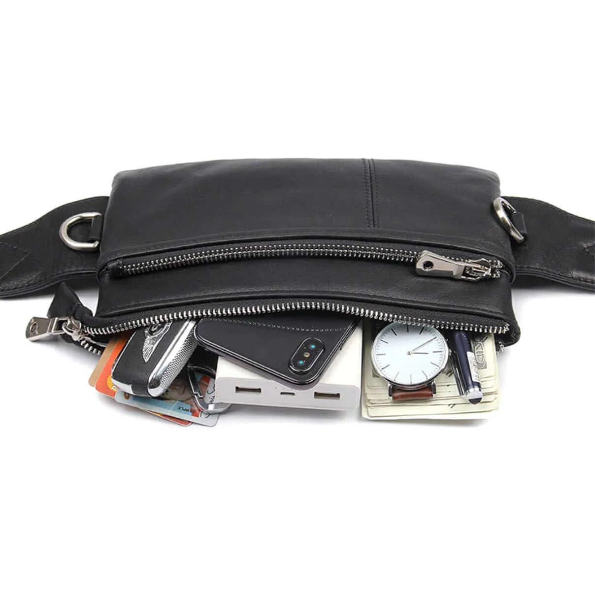 Versatile Leather Bum Bag NZ – Black Waist Bag