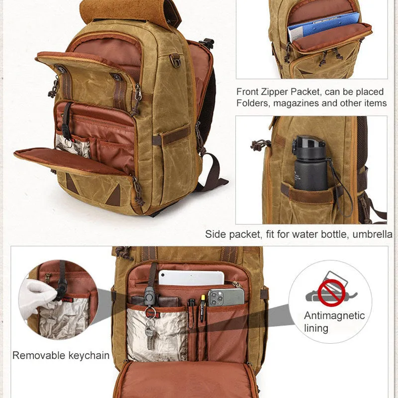 Waterproof Camera Bag Photography Canvas Backpack