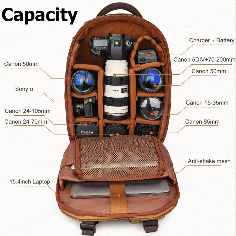 Waterproof Camera Bag Photography Canvas Backpack
