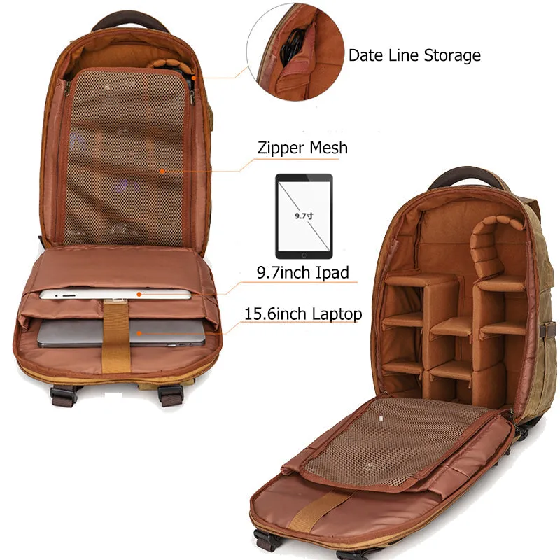 Waterproof Camera Bag Photography Canvas Backpack