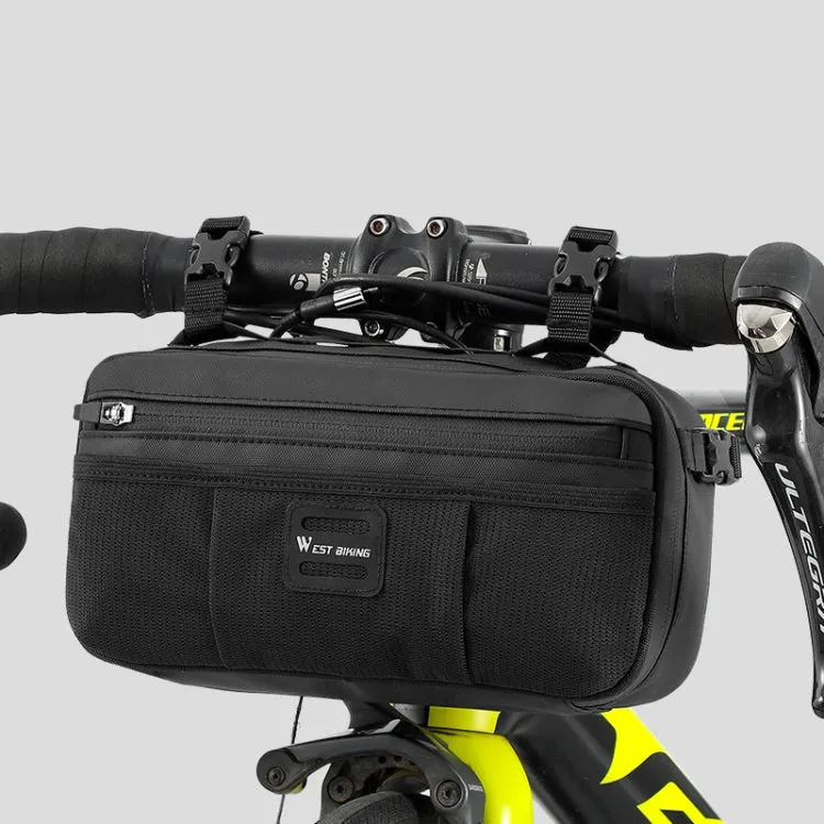WEST BIKING 3L Bicycle Front Beam/Saddle Tail Bag Riding Diagonal Belt Bag(Black)